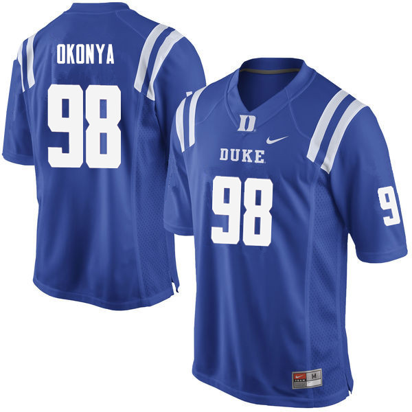 Men #98 Chidi Okonya Duke Blue Devils College Football Jerseys Sale-Blue